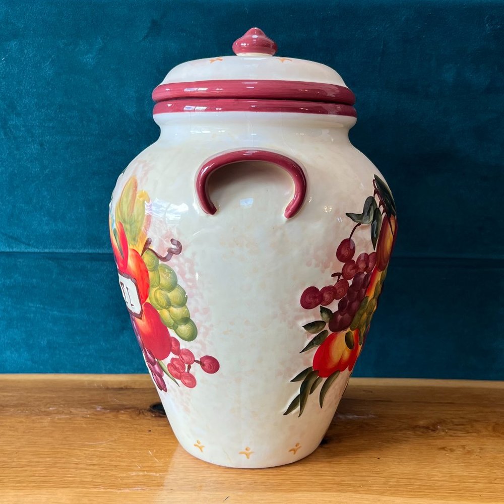 Tuscan Handmade and Hand Painted Ceramic Italian Biscotti Cookie Jar - Picture 5 of 14